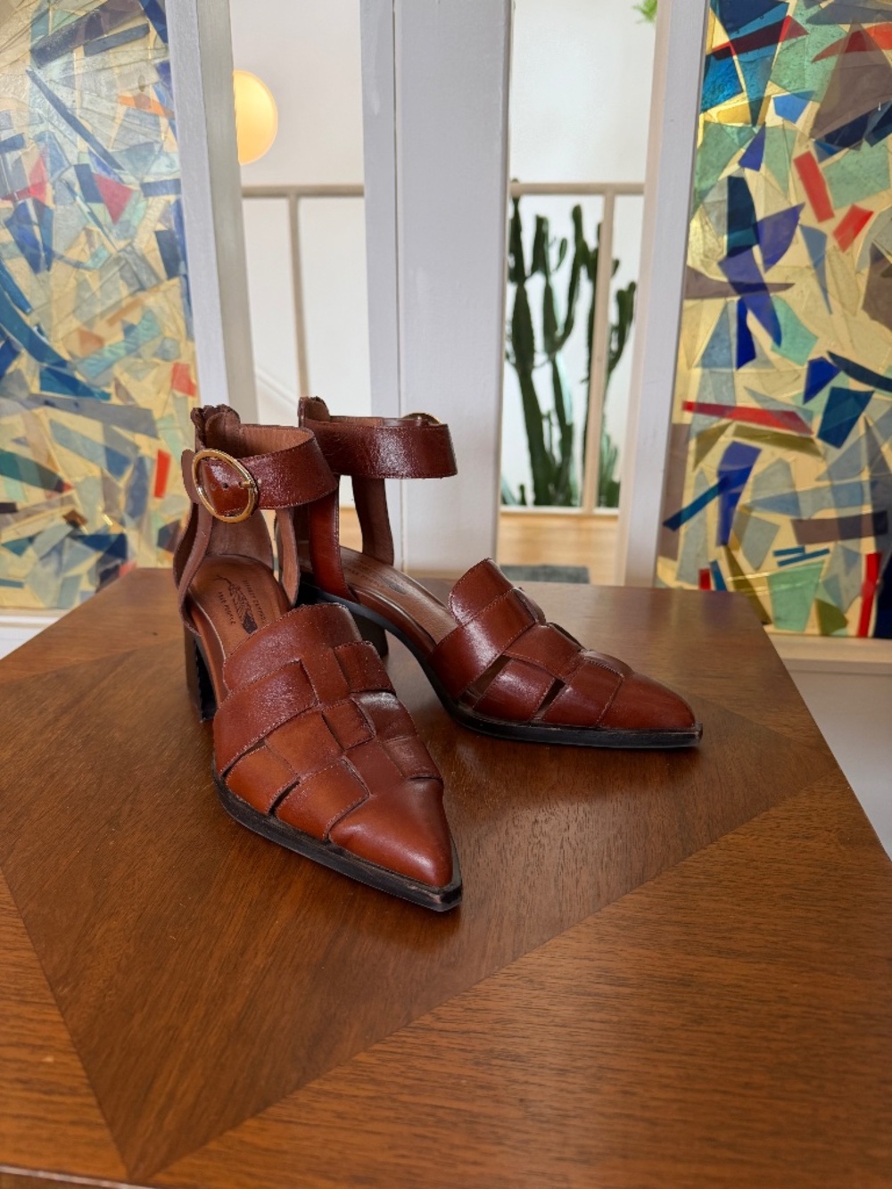 Jeffrey Campbell Millie heels in brown leather